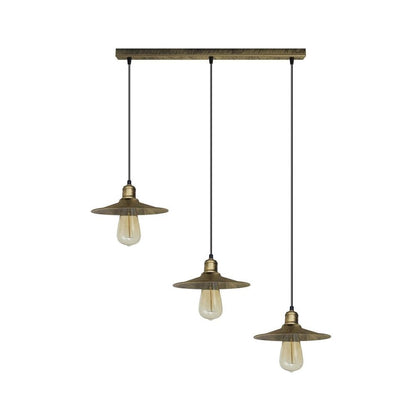 4 Head Vintage Industrial Brushed Brass Ceiling Pendant Easy Fit Light  Metal 22cm Ceiling Lighting Shade