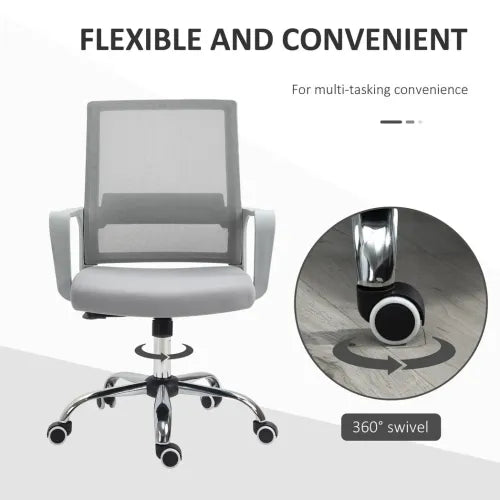 Ergonomic Office Chair Adjustable Height Mesh Chair with Swivel Wheels Grey
