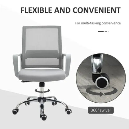 Ergonomic Office Chair Adjustable Height Mesh Chair with Swivel Wheels Grey