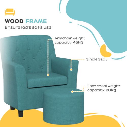 AIYAPLAY Kids Sofa Set with Footrest for Playroom Bedroom, Blue