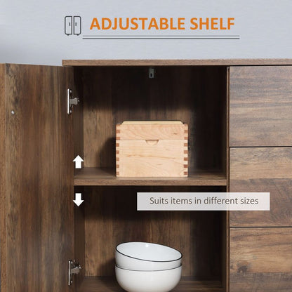 HOMCOM Industrial Sideboard, Storage Cabinet, Accent Cupboard Distressed Brown