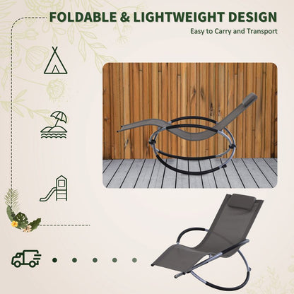Outdoor Orbital Lounger Zero Gravity Chaise Foldable Rocking Chair & Pillow Rock