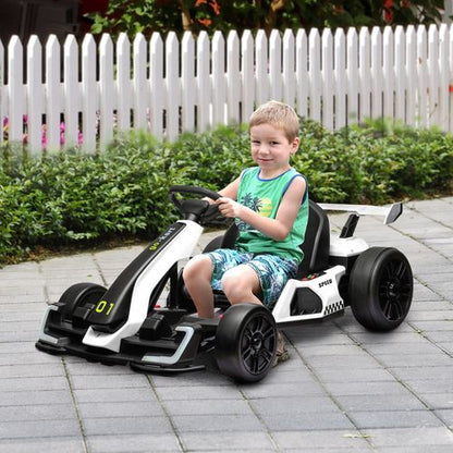 HOMCOM 24V Electric Go Kart for Kids with Adjustable Seat