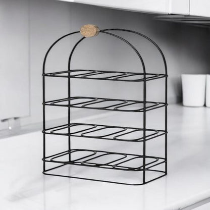 25" CAST IRON BLACK 12 BOTTLE WINE RACK