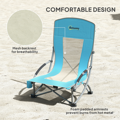 Outsunny Set of 2 Folding Beach Chair, Camping Chair with Carry Bag