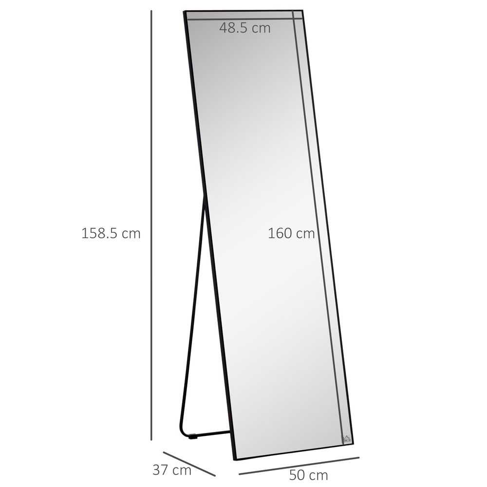 HOMCOM Full Length Mirror, Free Standing or Wall Hanging, Tall Full Body Mirror for Bedroom, Hallway, Black