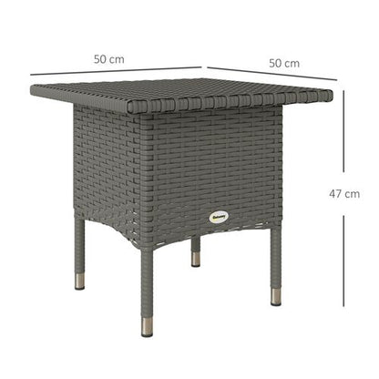 Outsunny PE Rattan Outdoor Coffee Table, Easy Match Rattan Side Table, Grey