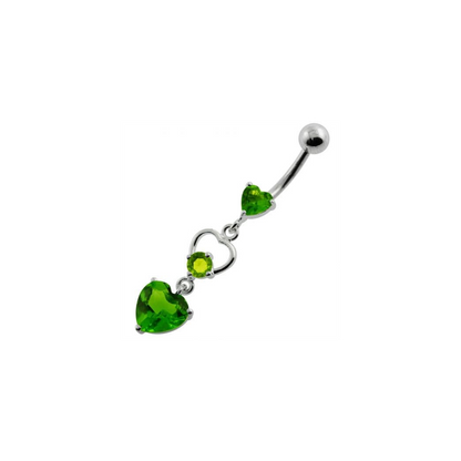 Jeweled Heart Cutout Navel Belly Piercing