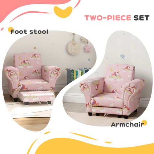 AIYAPLAY 2 Piece Kids Sofa Set with Unicorn Design, for Nursery