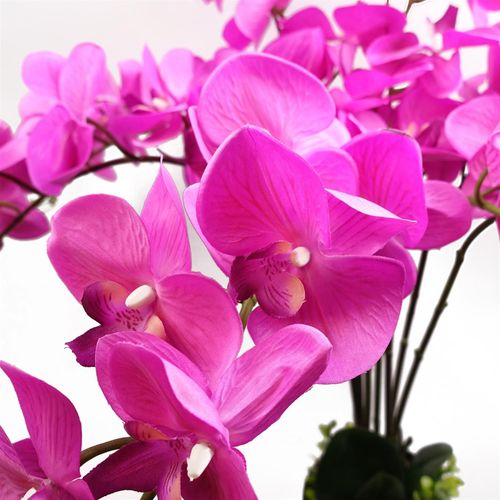 85cm Artificial Deluxe Bush Orchid - Dark Pink with Black Pot