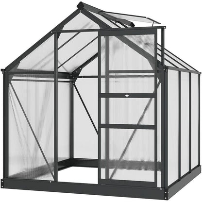 Premium Polycarbonate Walk-In Greenhouse | Aluminium Frame | 6x6ft | Slide Door