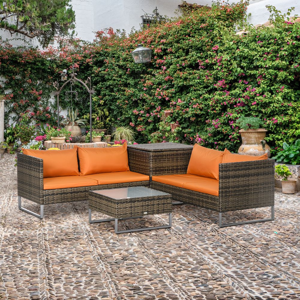 Ultimate Comfort 4Pcs Rattan Sofa Set + Cushions for Patio Garden - Outsunny