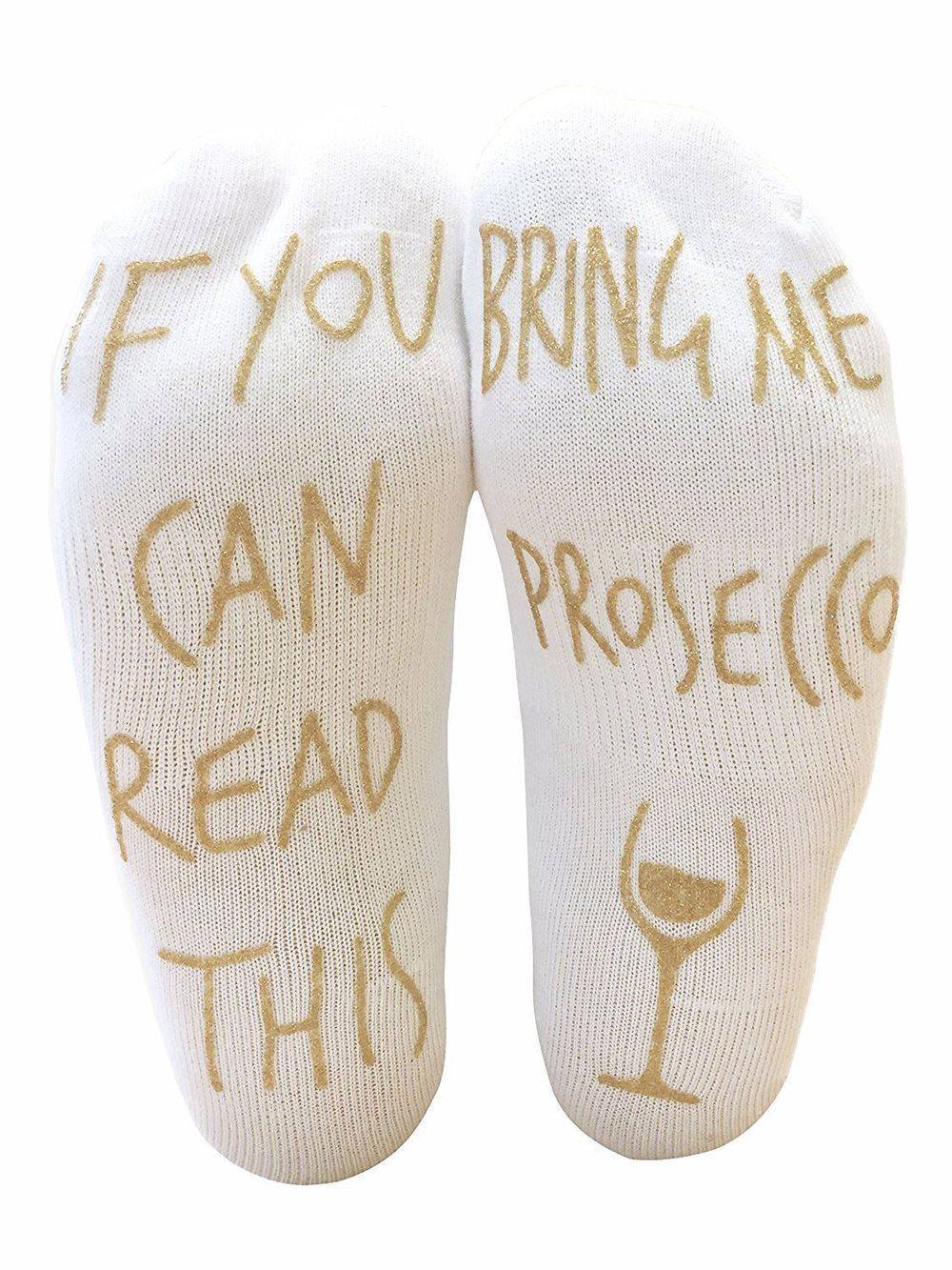 If You Can Read This Bring Me Prosecco' Funny Socks for Wine Lovers