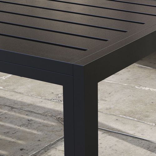 Outsunny Outdoor Side Table Garden Table with Steel Frame and Slat Top Black