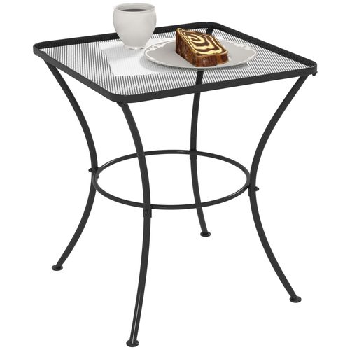 Outsunny 60 cm Square Metal table Outdoor Bistro Table Coffee Desk, Black