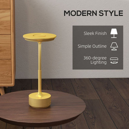 Premium Quality HOMCOM LED Cordless Table Lamp - Battery Operated, Gold Tone - Perfect for Bedroom Lighting
