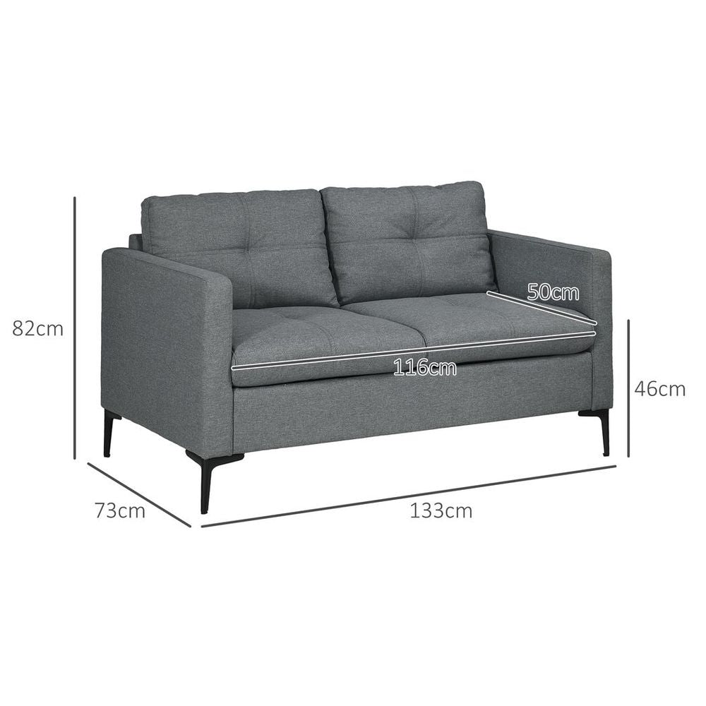 HOMCOM Modern Loveseat Sofa Upholstered 2 Seater Settee for Living Room Bedroom