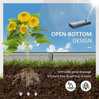 Outsunny Galvanised Raised Garden Bed Metal Planter Box with Open Bottom, Grey