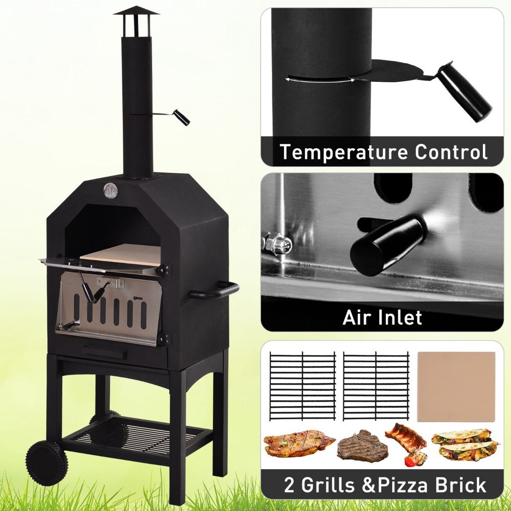 Stainless Steel 2-Tier Outdoor Charcoal Pizza Oven