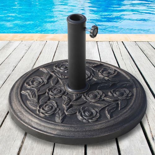 Outsunny 9kg Garden Parasol Base, Round Resin Sun Umbrella Base, Bronze