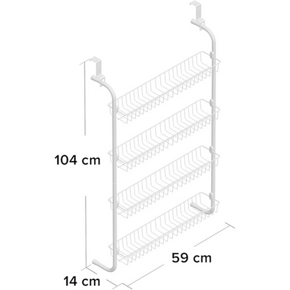 Premium Over-The-Door Hanging Rack | 4 Tiers | Pantry & Storage Cupboard | Easy Assembly