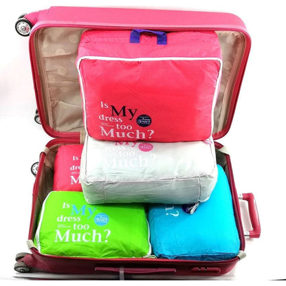 [Green] 5PC Travel Essential Bag-in-Bag Travel Luggage Organizer Storage Handle Bag Pouch Set