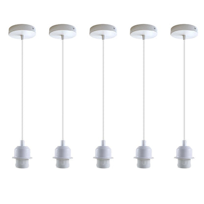 Vintage Industrial Style Pendant Lamp 5 Pack - White, E27 Base, Metal Screw Holder - High Quality