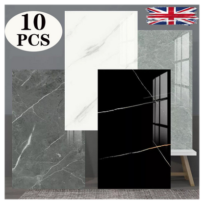 10x Marble Tiles Sticker Self-Adhesive Stick On Kitchen Home Wall Bathroom Decor