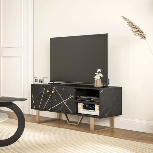 Homcom TV Unit for Living Room, TV Stand, Black Marble