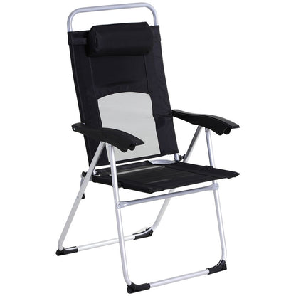 Premium Metal Frame 3-Position Adjustable Outdoor Chair, Black- Comfortable & Durable - Free Headrest
