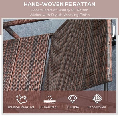 Outsunny Rattan Wicker Chaise Sun Lounger Garden w/ Adjustable Backrest & Wheels