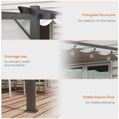 Outsunny 3x3(m) Pergola Gazebo Sun Shade Shelter Aluminium Garden Canopy, Grey