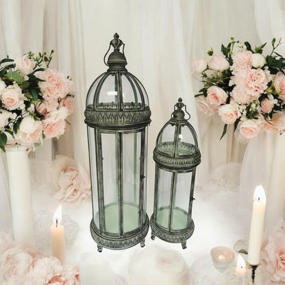 90/71CM SET 2 METAL GARDEN LANTERNS