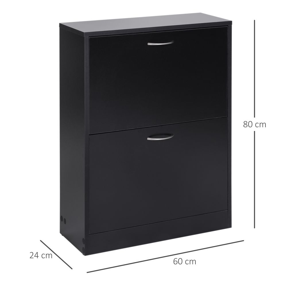 Premium 2-Tier Shoe Cabinet: Wood, 12 Pairs, Black. Stylish, Modern, Reliable, & Space-saving!
