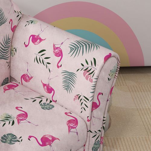 AIYAPLAY Kids Sofa Chair, Toddler Armchair with Flamingo Design, Wooden Frame, Upholstered Toddler Chair for Bedroom, Playroom, Kids Room, Pink