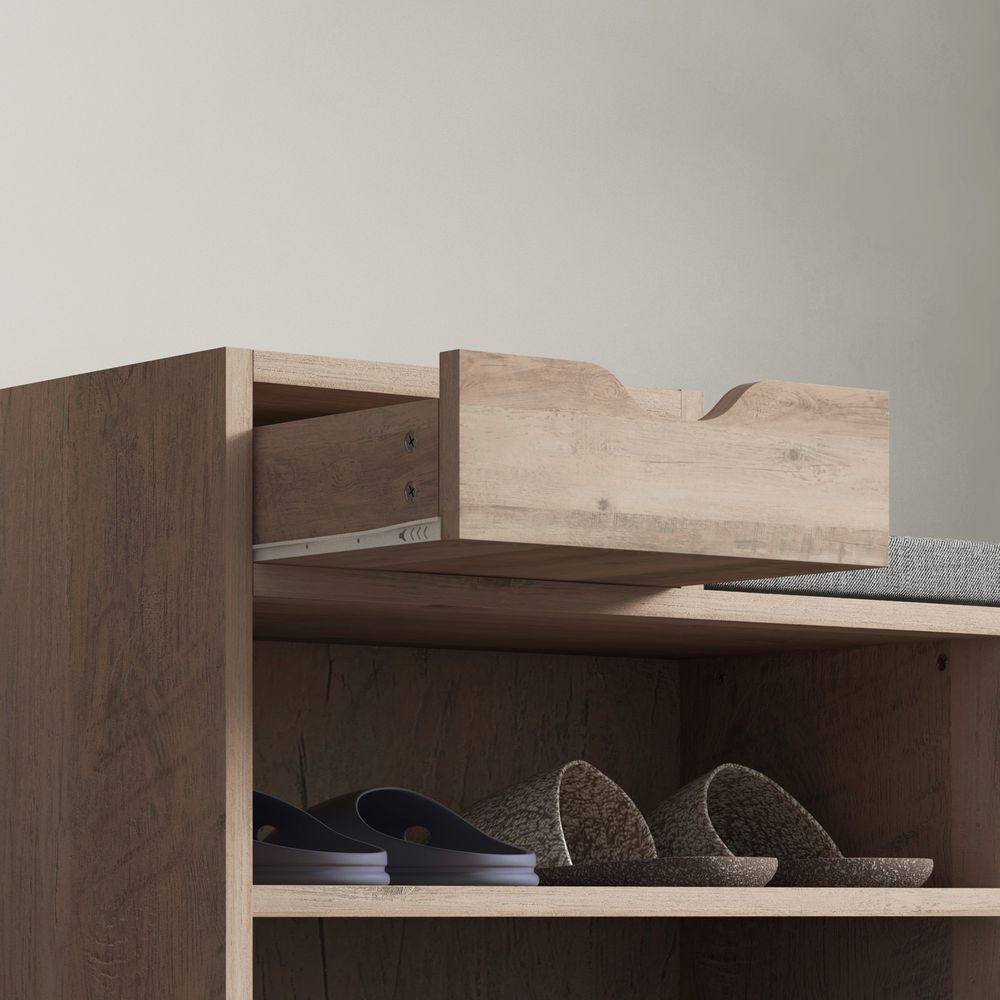 Homcom Upholstered Entryway Shoe Bench with Storage Drawer Distressed