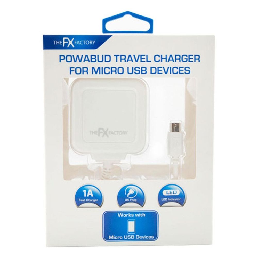 Fast Charging Powabud for Micro USB Devices - White. CE & ROHS Certified