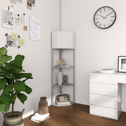 HOMCOM Corner Modern Floor Lamp with Shelves for Living Room, Bedroom