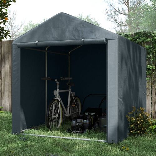 Outsunny 1.6 x 2.2m Garden Storage Shed Tent, Portable Shed Shelter with Galvanised Steel Frame and Large Door, for Motorbike, Garden Tools, Bike Storage, Dark Grey