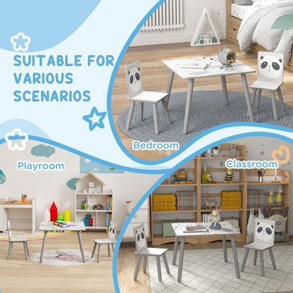 ZONEKIZ Kids Table and Chair Set, Toddler Table with 2 Chairs, Grey