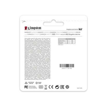 Kingston DataTraveler Kyson USB 3.2 Gen 1 Flash Drive 256GB - Stylish Capless Metal Case