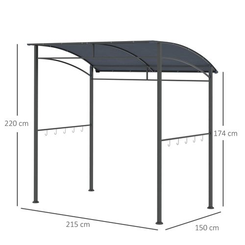 2M (7ft) BBQ Grill Gazebo Tent Garden Grill Metal Frame Grey