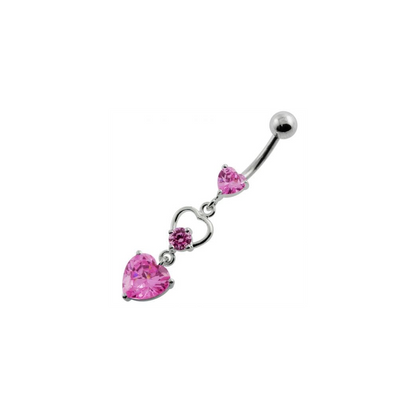 Jeweled Heart Cutout Navel Belly Piercing