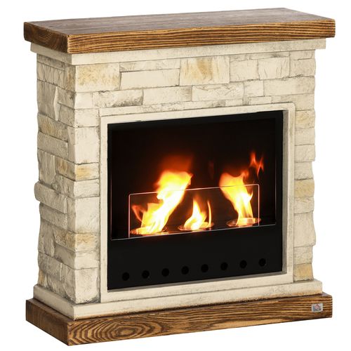 HOMCOM Bioethanol Fire, Ethanol and Gel Fireplace, 3 Hours Burns, Brown
