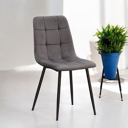 GREY FABRIC CHAIR BLACK METAL LEGS