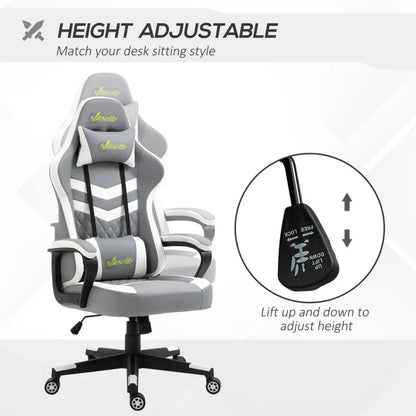 Vinsetto Revolutionary Racing Gaming Chair: Lumbar Support, Headrest, Grey White