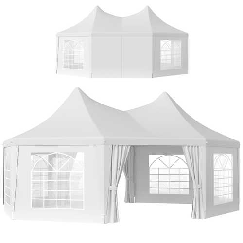 Outsunny 6.8 x 5m Garden Octagonal Gazebo Party Wedding Tent Heavy Duty Marquee