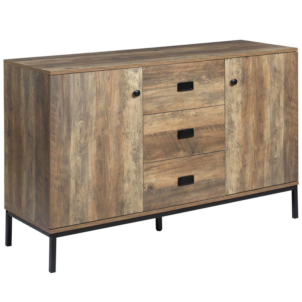 HOMCOM Industrial Sideboard, Storage Cabinet, Accent Cupboard Distressed Brown