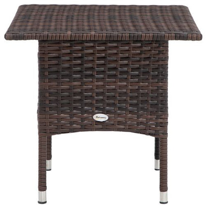 Outsunny PE Rattan Outdoor Coffee Table, Easy Match Rattan Side Table, Brown