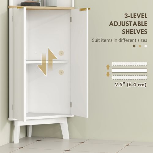 HOMCOM Slim Bathroom Storage Unit, Bathroom Cabinet with Doors, White